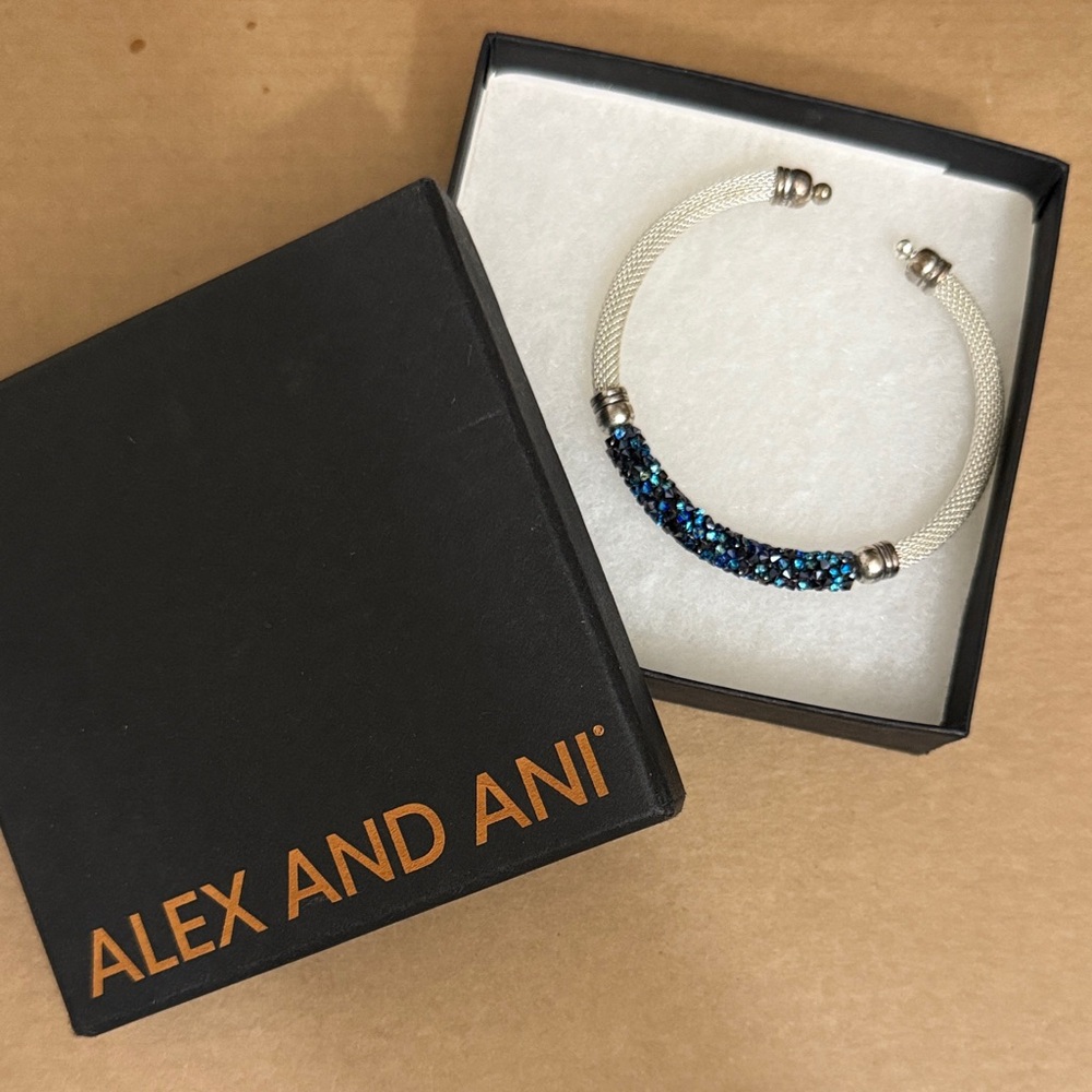 Alex and Ani Silver Bracelet with Blue Accents